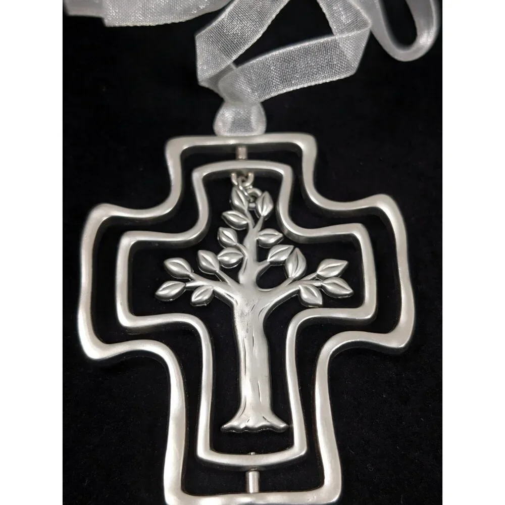 Cross Christmas Ornament I Said A‎ Prayer For You Silver tone Tree